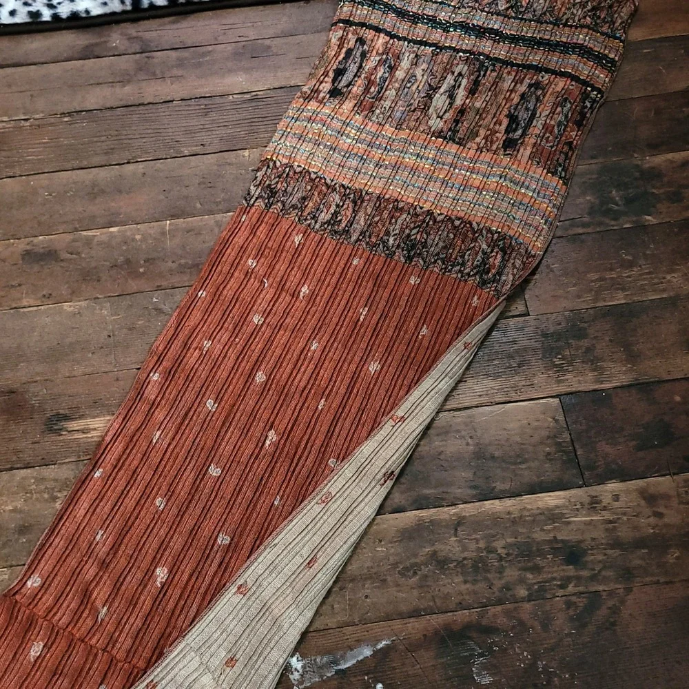 Bohemian Scarf Bundle Rust Orange Pleated Woven & Purple Butterfly Wrap Lot‎ 2pc